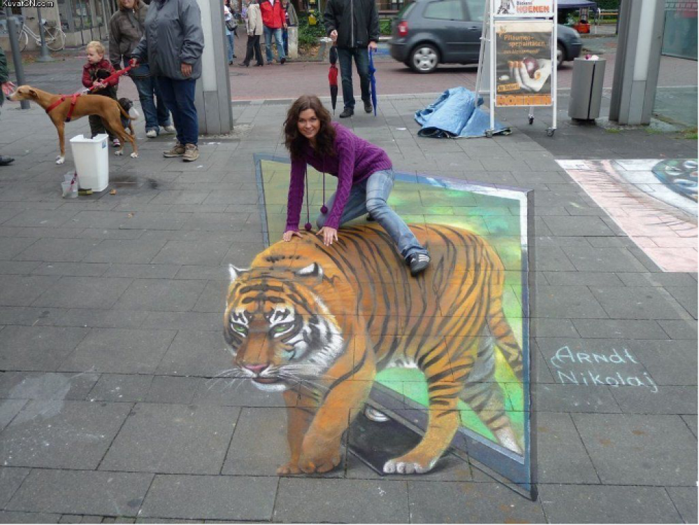 Wistfully riding on a tiger