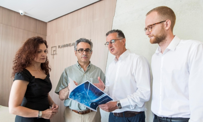 Perit Joseph Scalpello, Planning Authority’s Assistant Director (second from left) with Ing Mario Schembri AIS’s Managing Director. Also in photo Michelle Borg PA’s Unit Manager and Sacha Dunlop, Departmental Head at AIS  