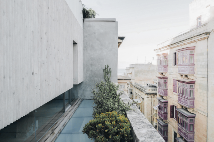 Exterior terrace from the master suit, with underlying skylight